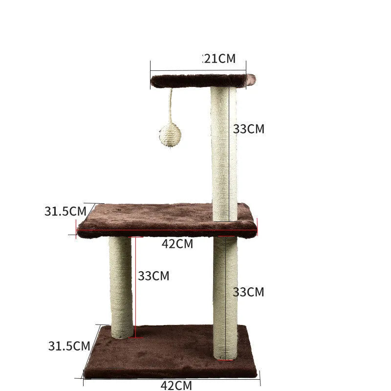 Solid wood cat climbing frame with integrated litter tree in grey colour option