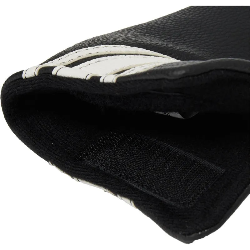 Black PU leather golf push rod case sleeve for protecting club heads.