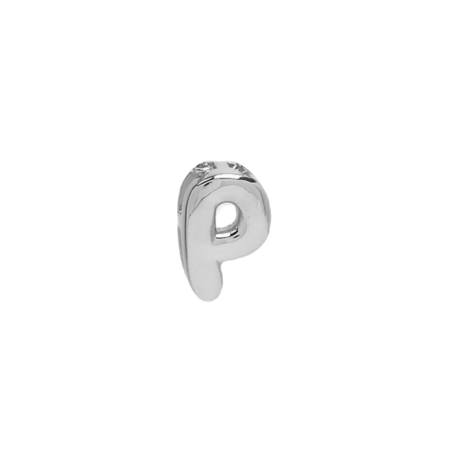 18k brass smooth surface bubble DIY letter bracelet with gold electroplated finish and letter pendant on white background
