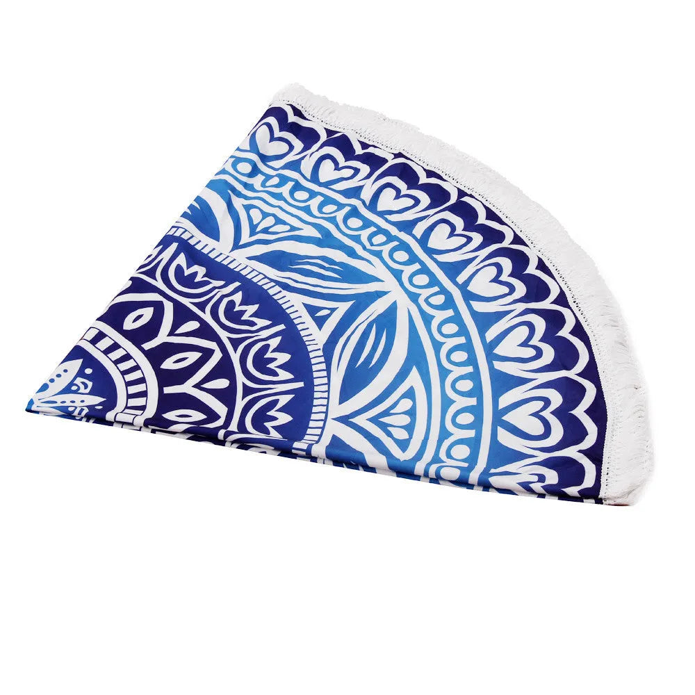 Round polyester bath towel with digital print, 150cm diameter, in style option 1