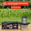Stainless steel 6L semi-automatic meat grinder with UK plug on kitchen counter