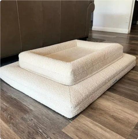 Rectangular pet sofa bed with thickened mattress and cloth cover for dogs, available in multiple sizes and colours