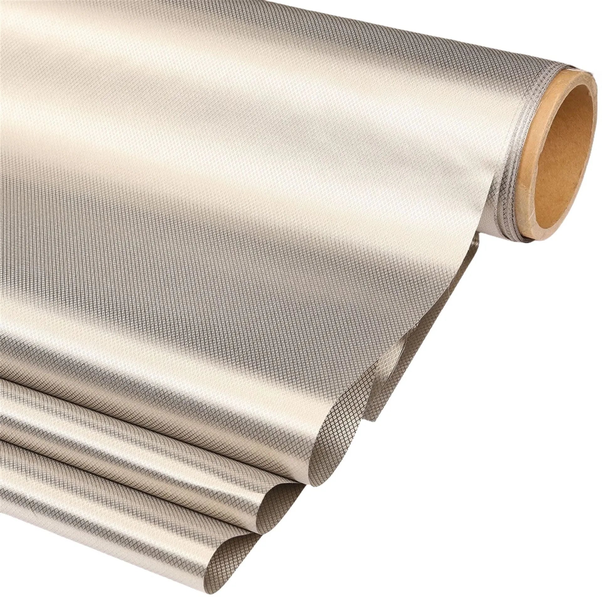 Grey diamond lattice radiation shielding fabric with copper and nickel metal fibres for signal blocking