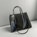 Genuine leather cowhide messenger bag for women, horizontal square shape, 32x13x26cm, splice design, available in four colours