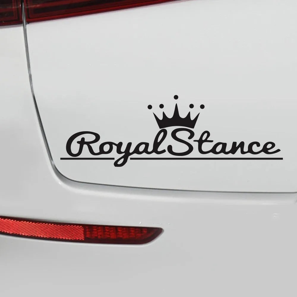 Reflective colourful crown car sticker decal made from black, white, or multicolour PET vinyl, measuring 30cm by 12cm.