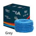 Blue oxygen-free copper Cat6 ethernet cable on a 305-metre reel