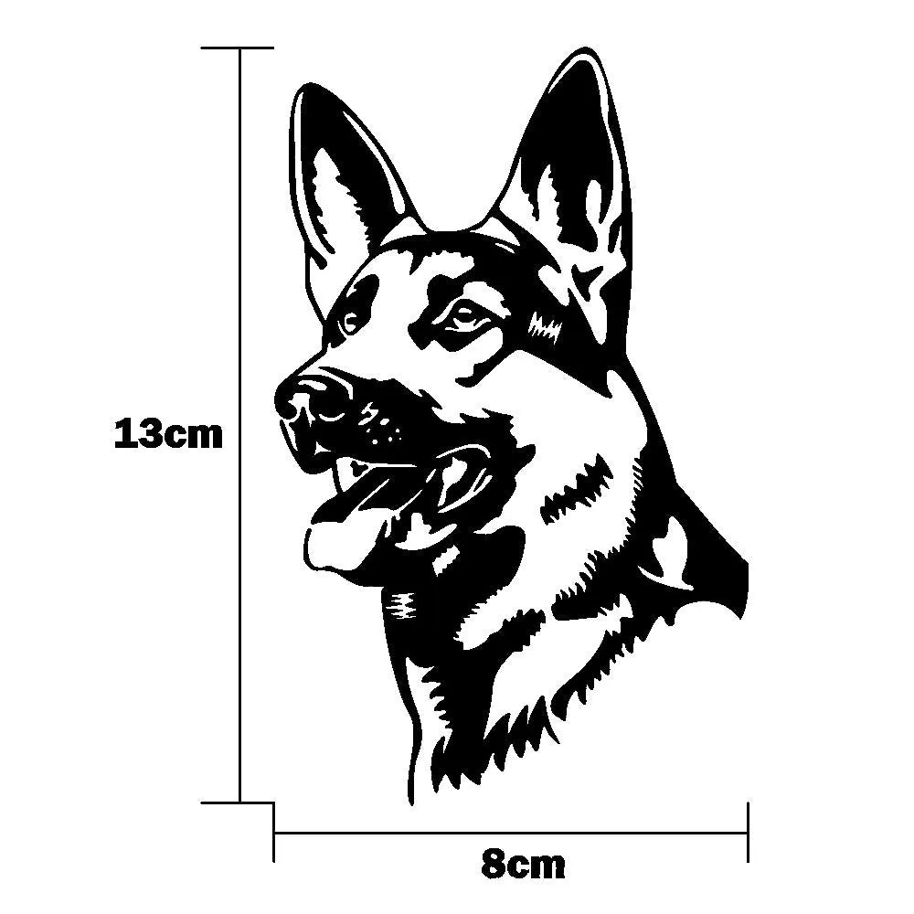 Reflective Alsace Shepherd hunting dog bumper sticker measuring 13 by 8 inches