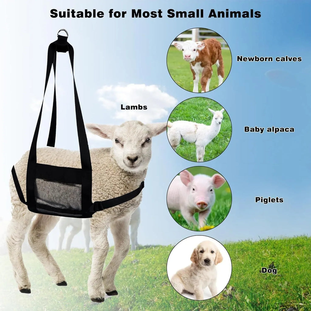 Large black nylon calf and dog weighing sling measuring 35x150cm for livestock and pet weight measurement