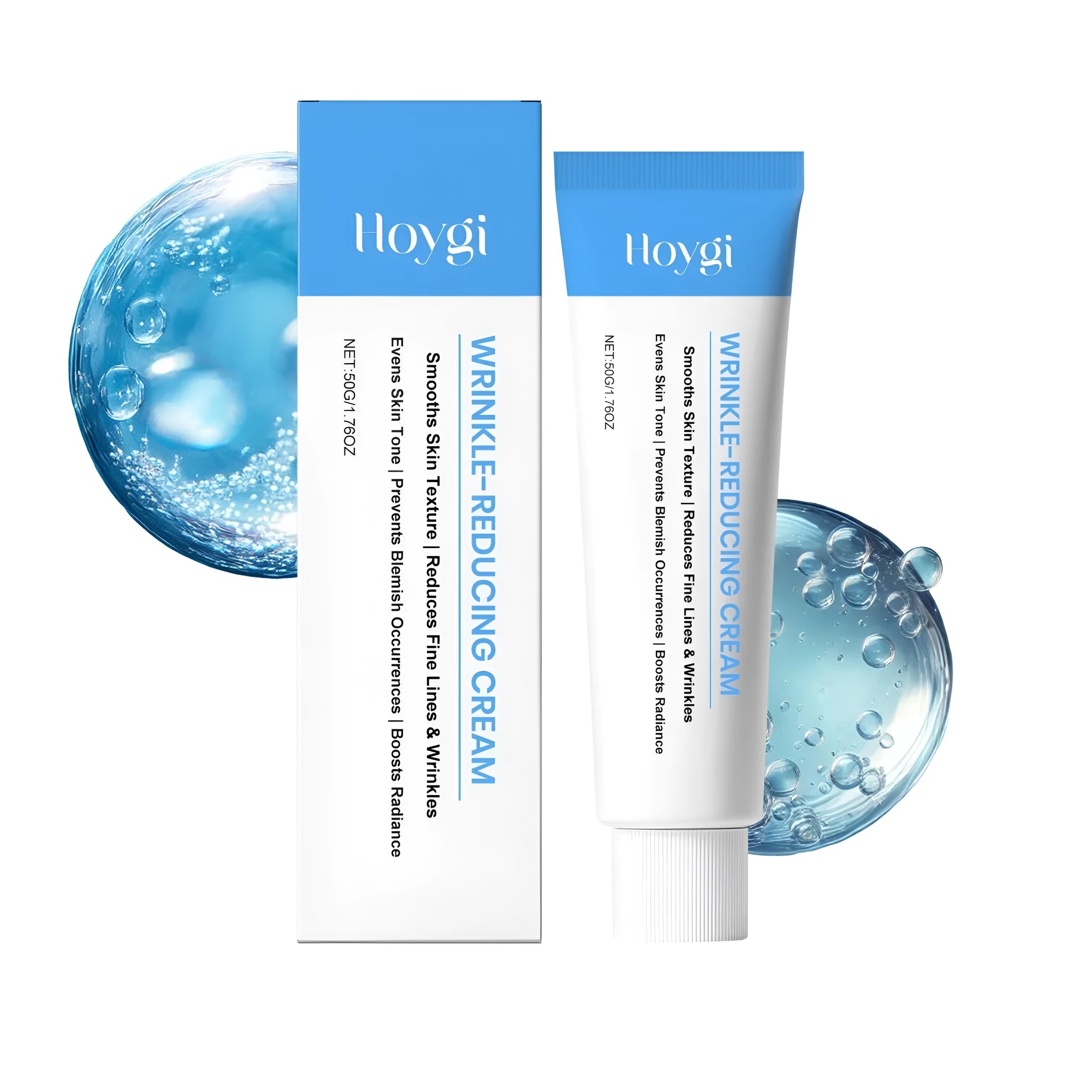 Light-textured brightening cream in 50g jar with retinol palmitate and vitamin E