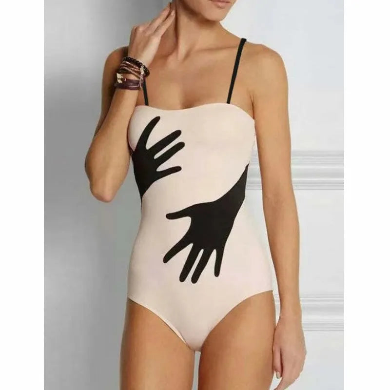 Women's one-piece bikini set with layered tulle skirt in multiple sizes