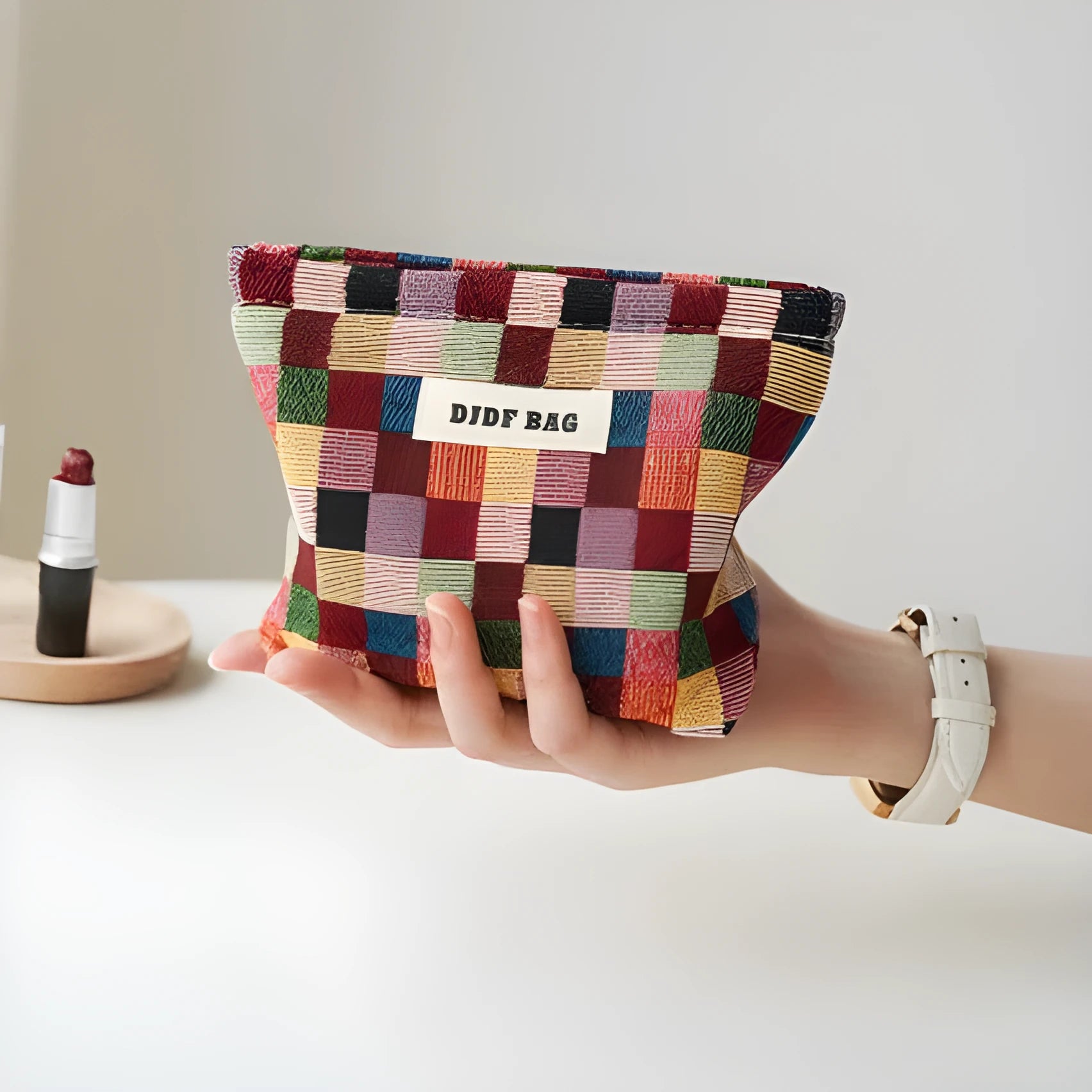 Small cotton storage bag for makeup and sanitary pads in casual style for women