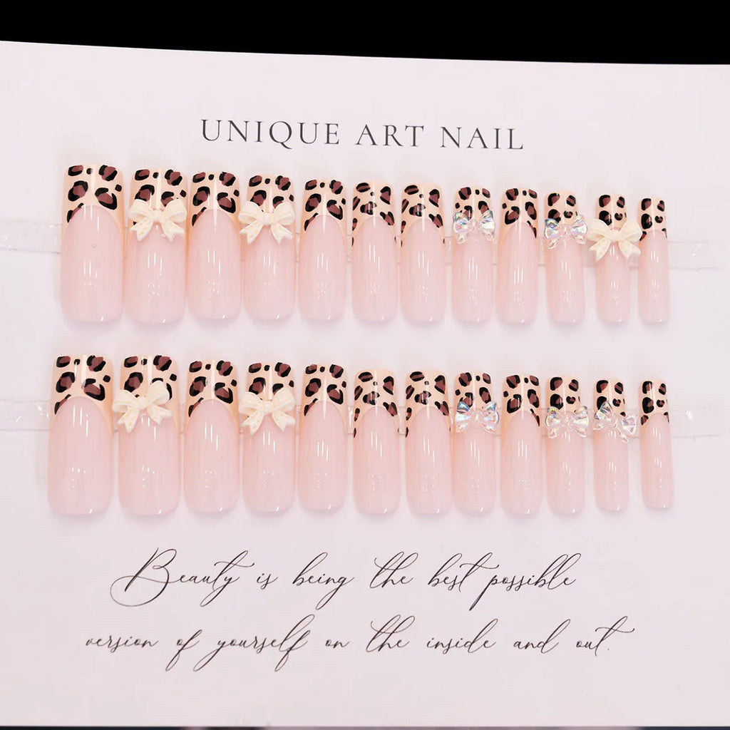 Leopard print butterfly pattern plastic nail art pieces in WM296 colour for manicure decoration