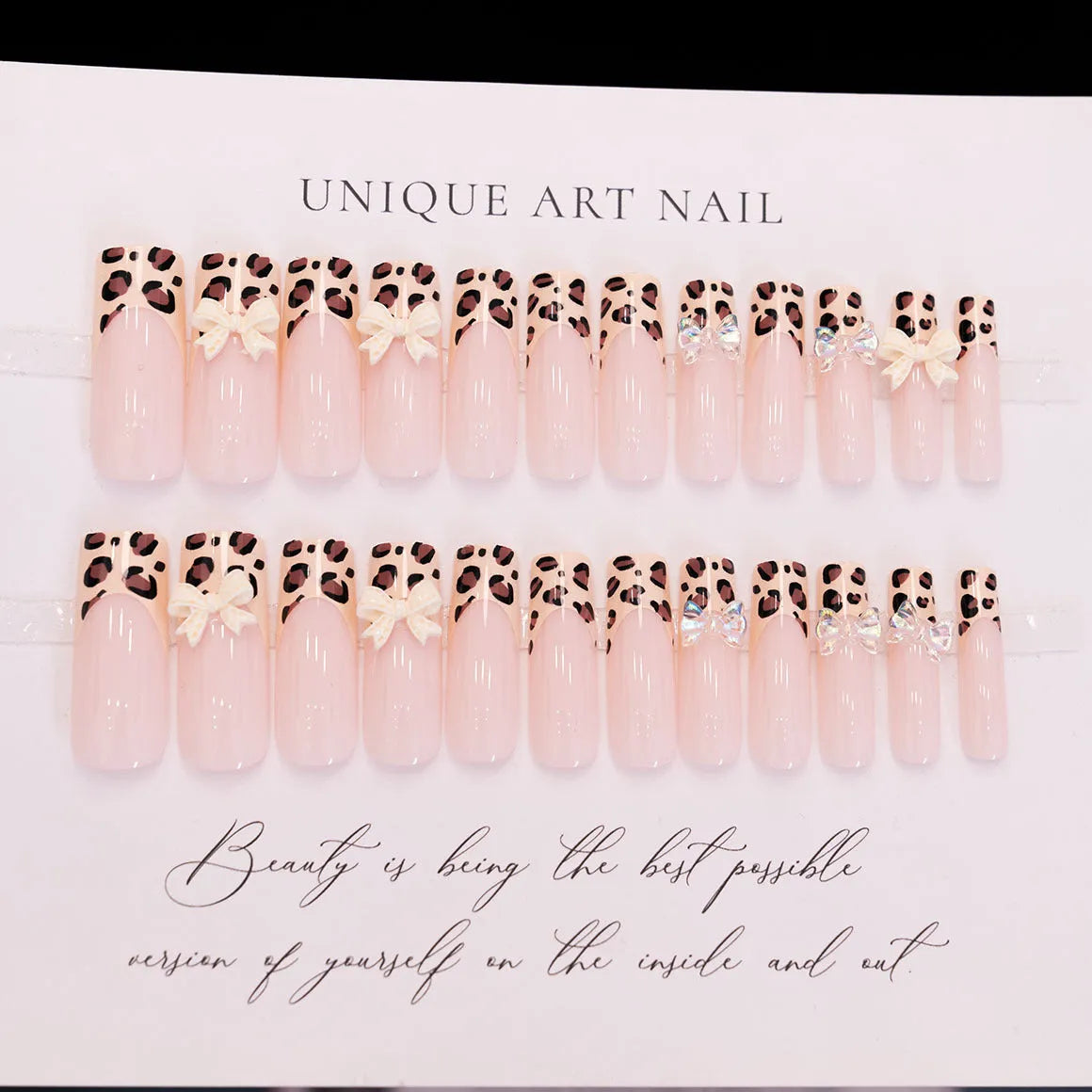 Leopard print butterfly pattern plastic nail art pieces in WM296 colour for manicure decoration