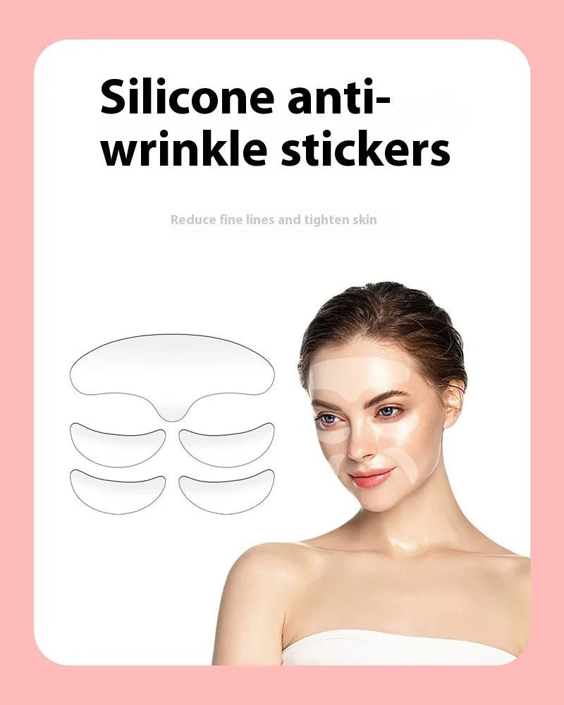 5 transparent silicone anti-wrinkle face stickers for forehead and eye areas