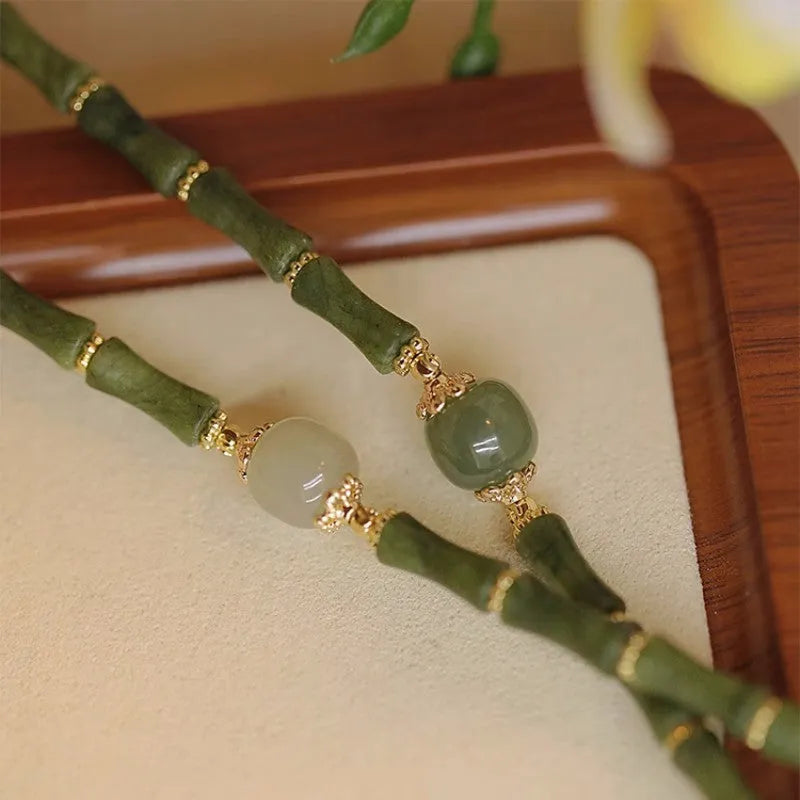 Hetian jade geometric round bracelet for women in Dark Green or Light Colour, simple style