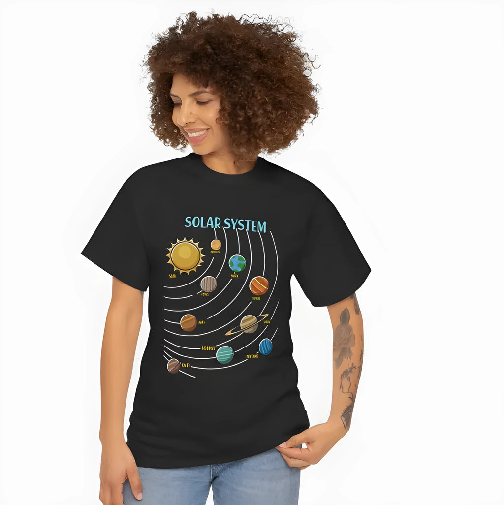 Black cotton loose short sleeves round neck T-shirt for men and women on plain background
