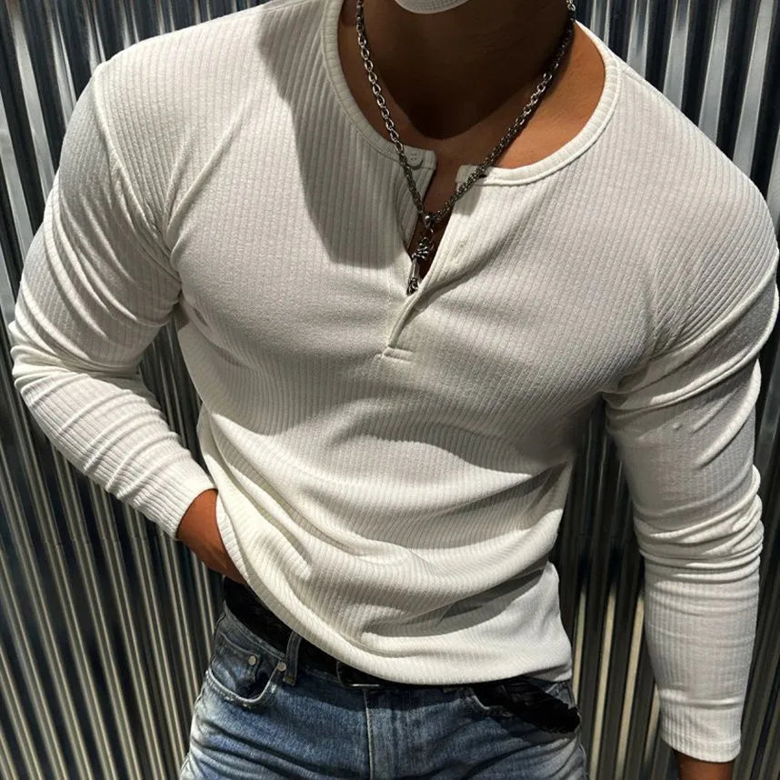 Men's striped quick-drying breathable top in black with rabbit fur fabric