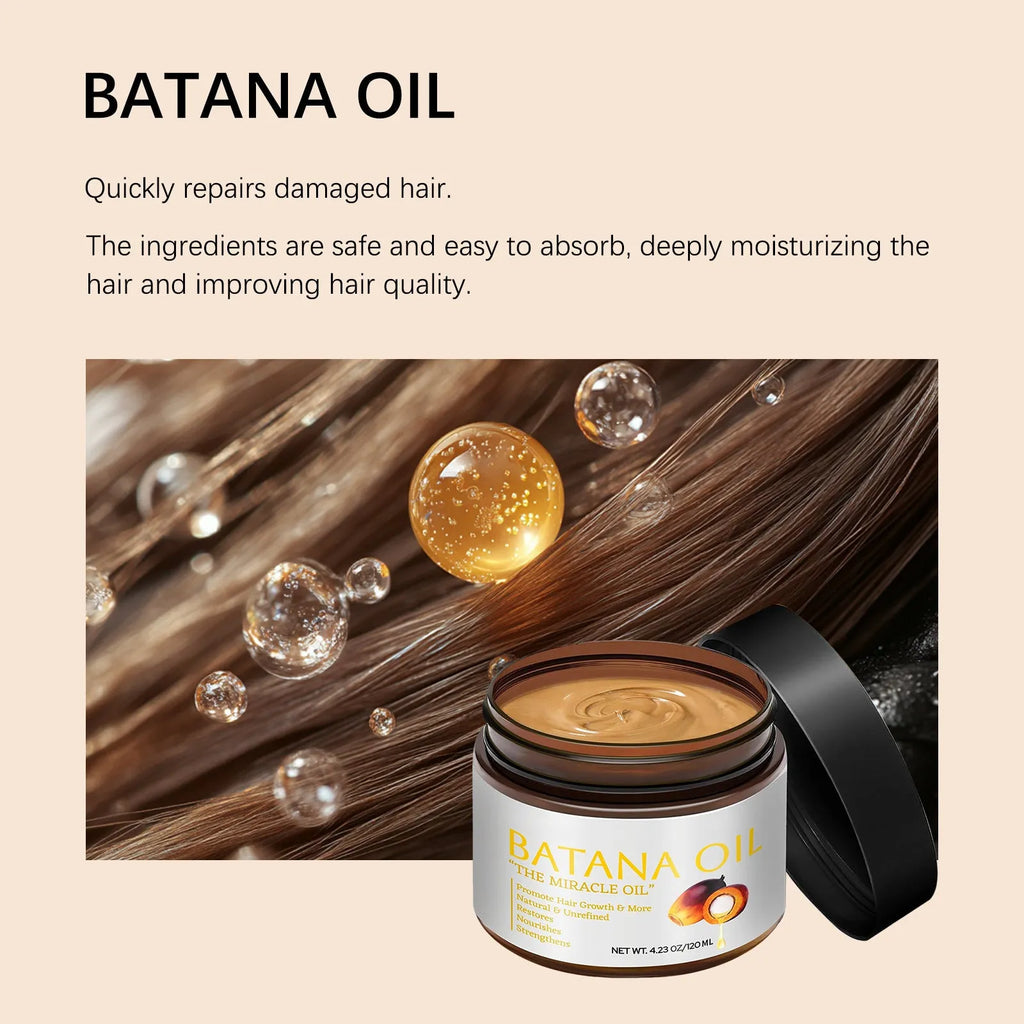 Batana hair mask bottle with herbal fragrance for frizzy hair treatment, 120ml volume