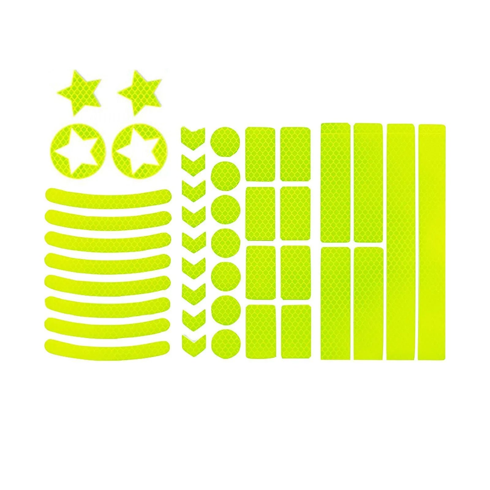 Bicycle reflective safety tape with grid pattern measuring 11.5x21cm in four colour options