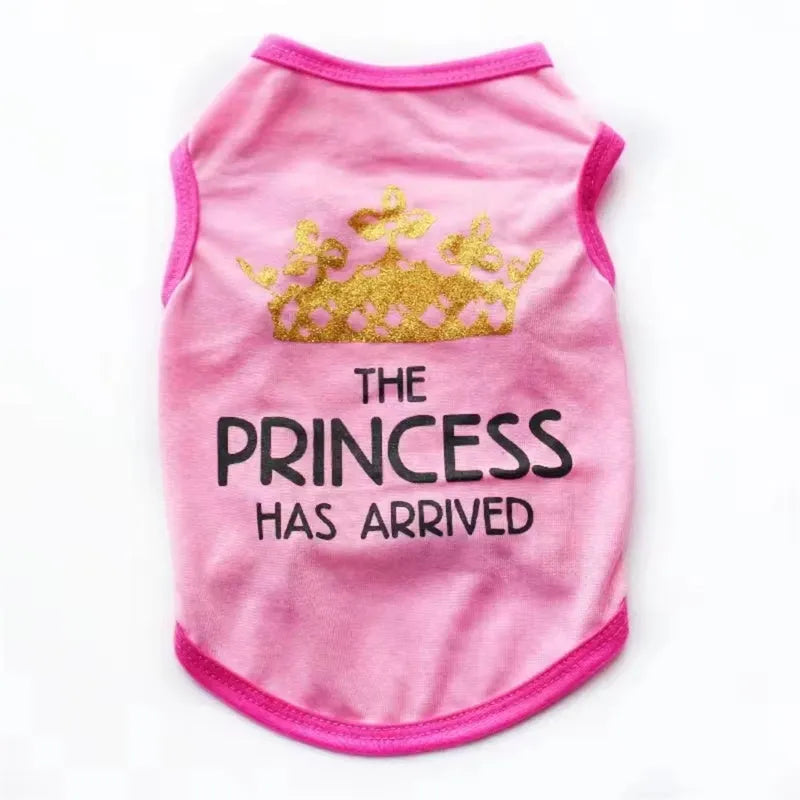 A casual cotton vest for a puppy, shown in a choice of colours including black, grey, blue, and pink.