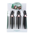 Korean cartoon penguin gel pen with silicone grip and 0.5mm tip in black and blue options