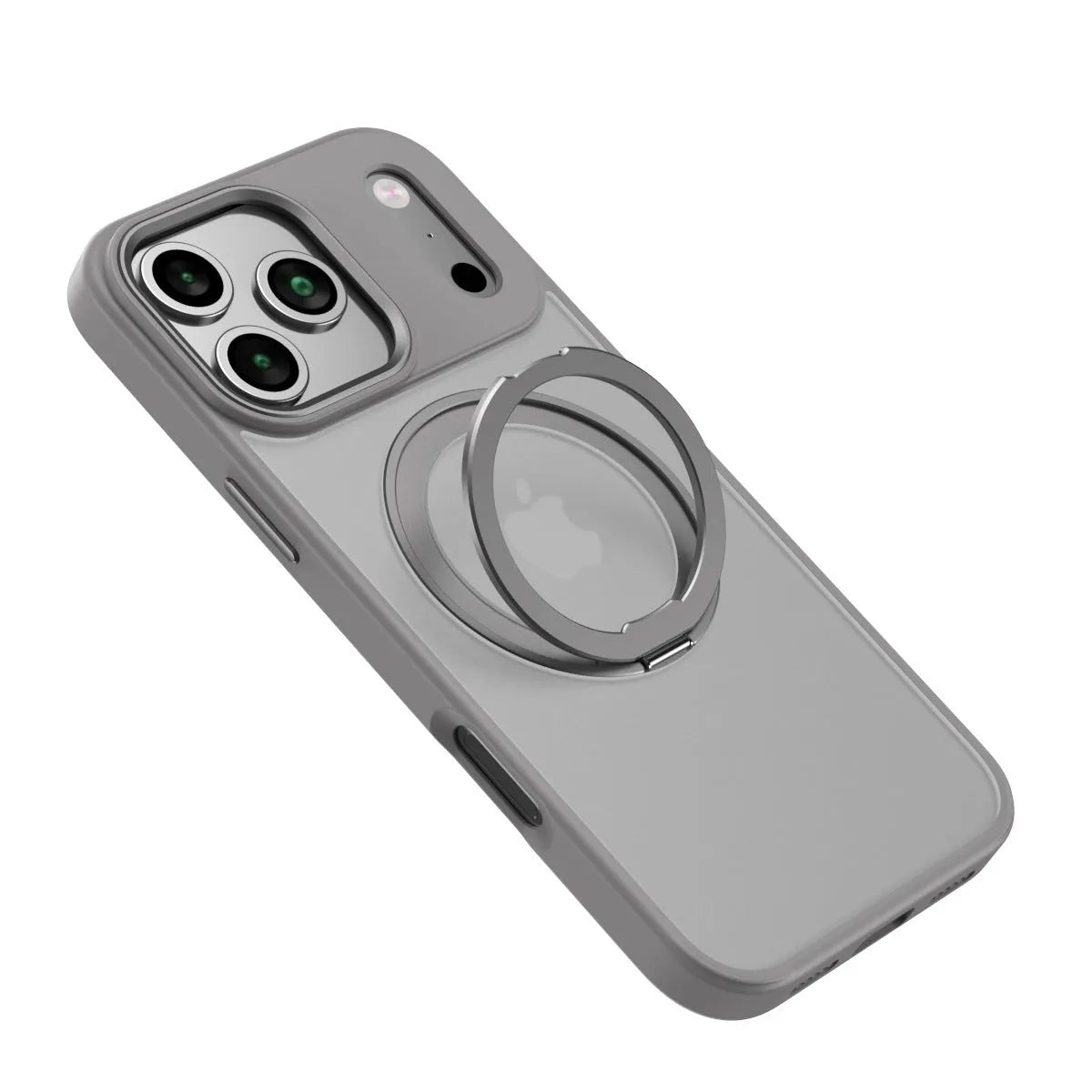 360 rotating bracket magnetic phone case for iPhone 17 Pro Max in black, with bracket extended for hands-free viewing