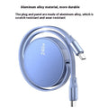 Purple telescopic Type-C data cable with aluminium alloy connector on white background