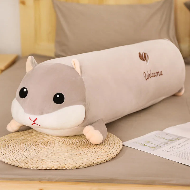 Grey hamster plush toy with stretch velvet fabric and down cotton filling, 100cm size