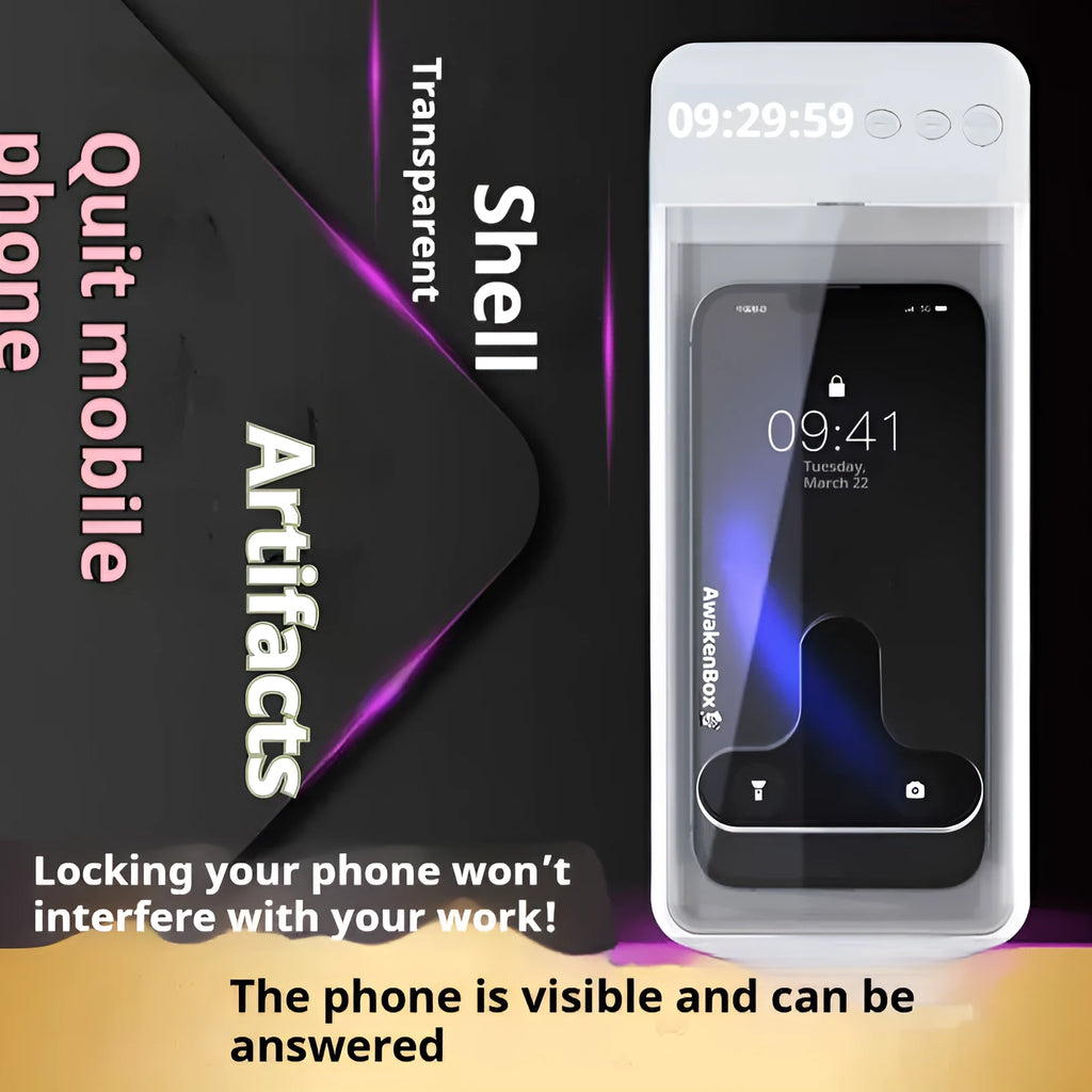 White stainless steel timing mobile phone self-discipline box with rechargeable booking lock for focus