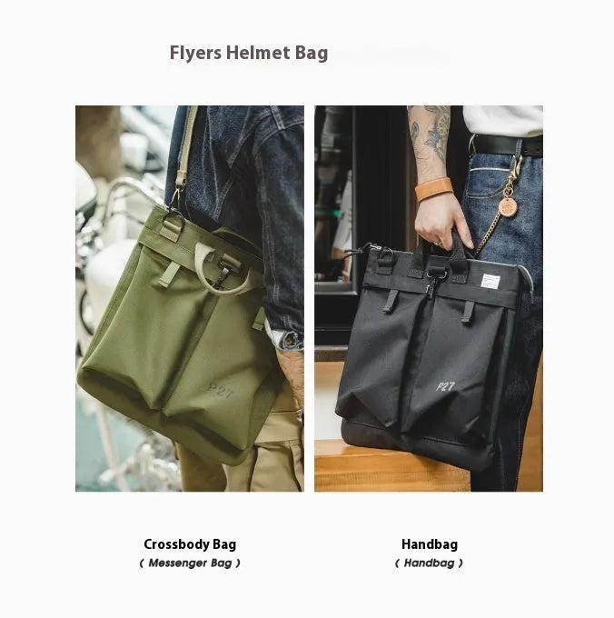 Medium canvas crossbody messenger bag in military green colour with laptop compartment and phone pocket