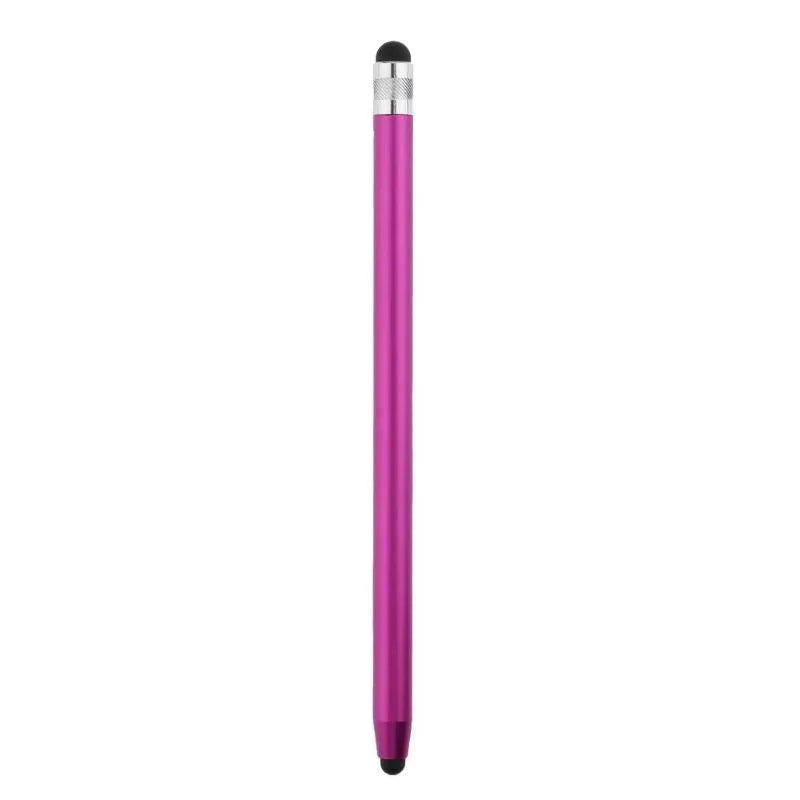 Double head stylus pen with metal body and two silicone tips, 14cm long, in silver finish