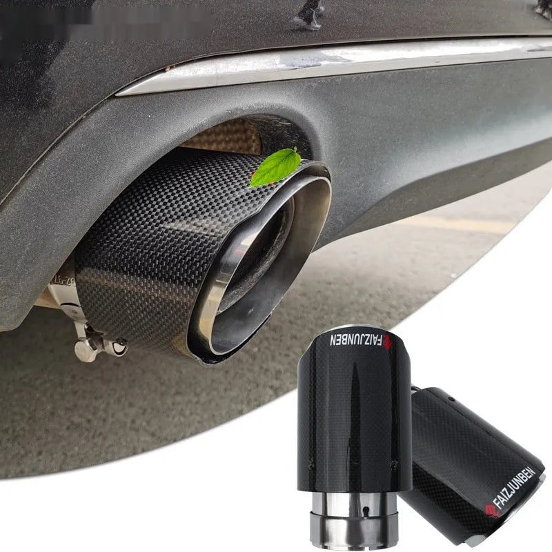 Carbon fibre stainless steel car exhaust pipe modification with straight edge finish for DIY universal fit