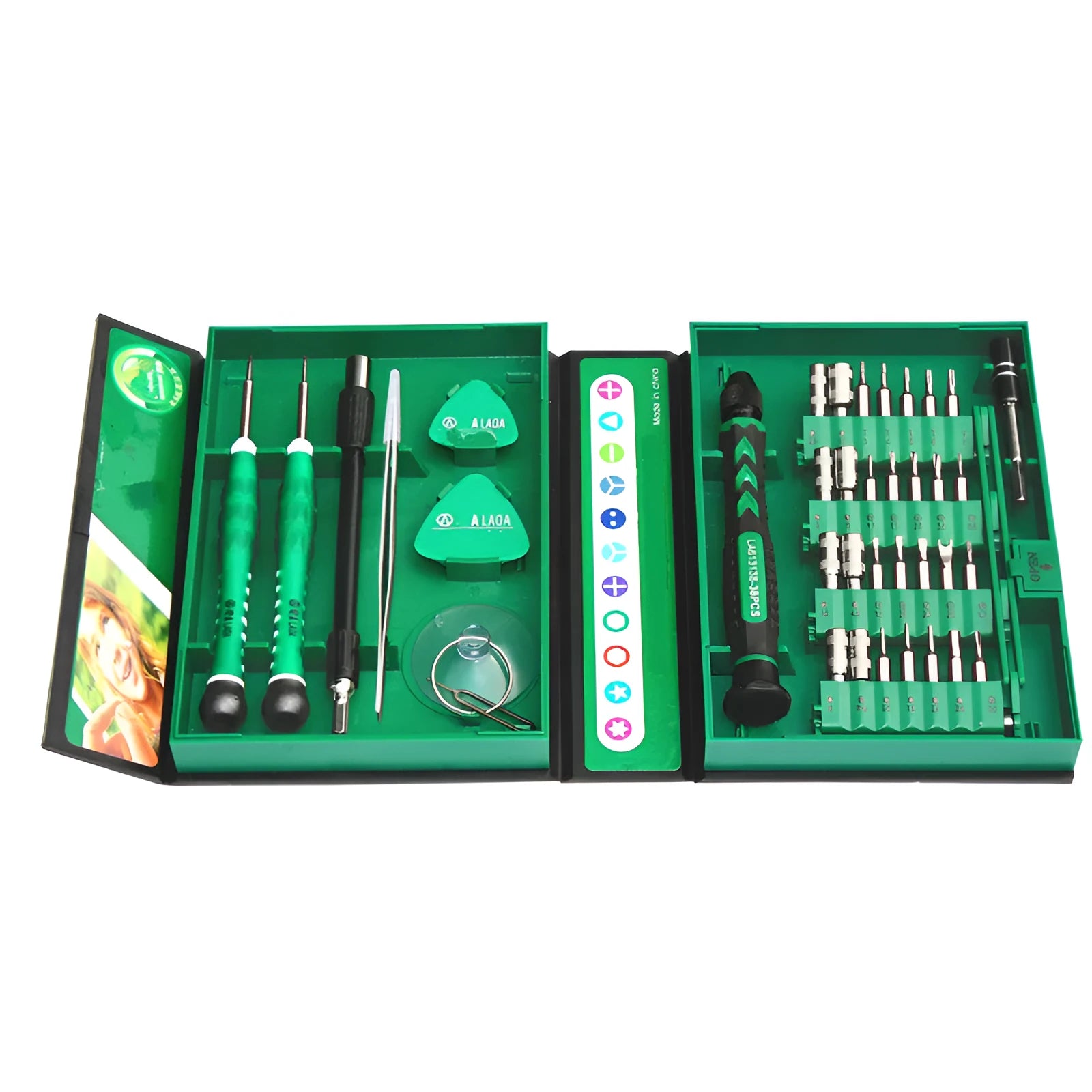 38 in 1 folding screwdriver set for mobile phone and DIY carpentry repairs Style A closed and open view