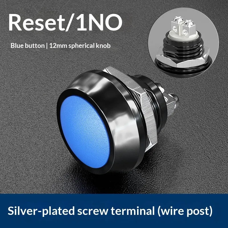 12mm red wave spherical handle self-resetting button with silver-plated contacts, waterproof, for electronic remote control