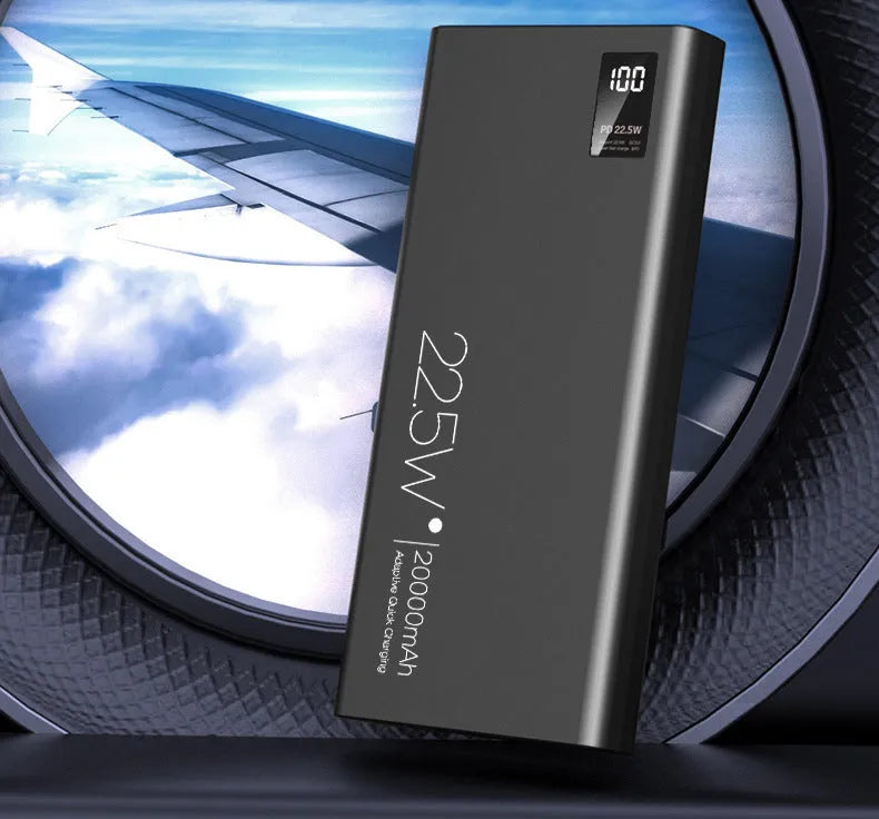 Two-way fast power bank in black or white, 10000mAh to 30000mAh, 152 x 68 x 15mm plastic body.