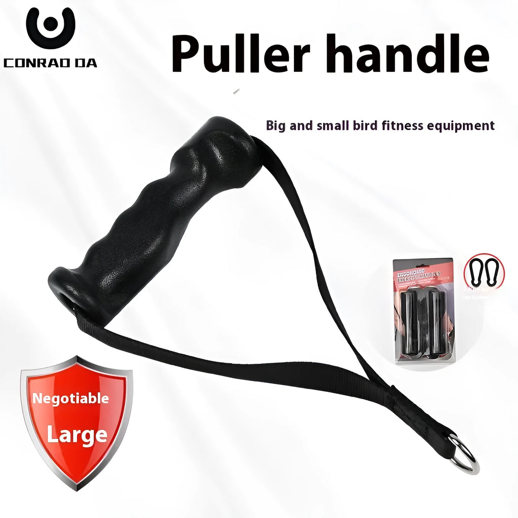 Black alloy ergonomic handle chest expander tension rope on white background