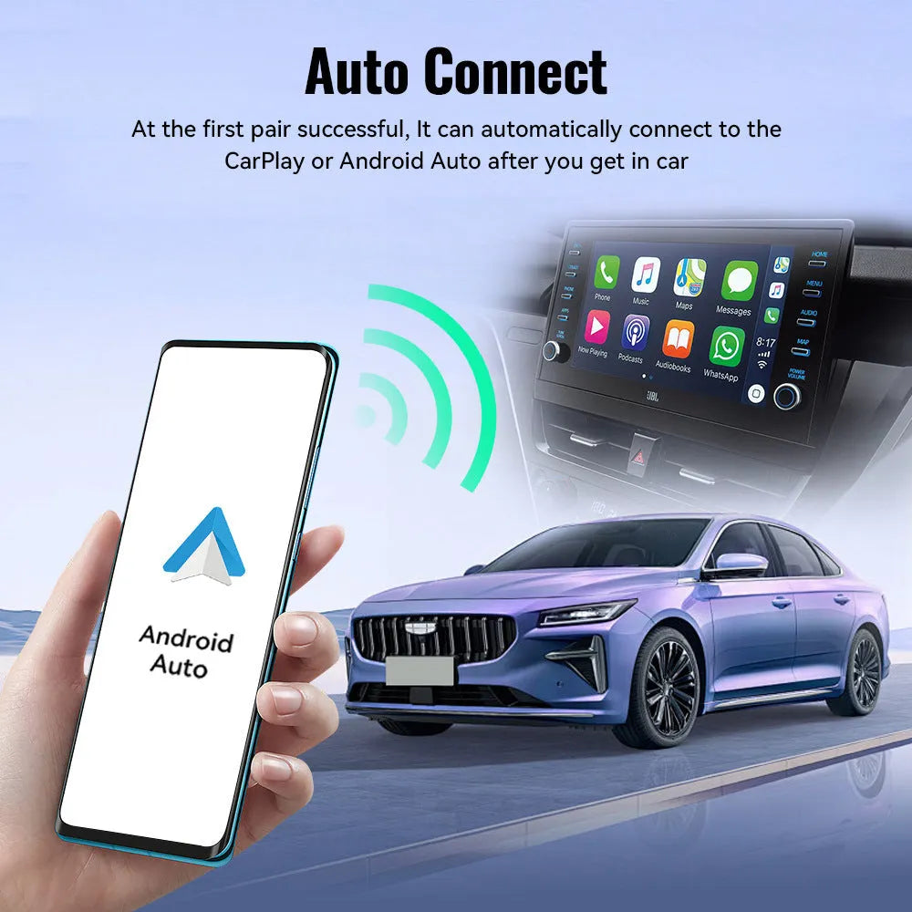 Small black CarPlay USB interface adapter for wireless data and Apple CarPlay in cars