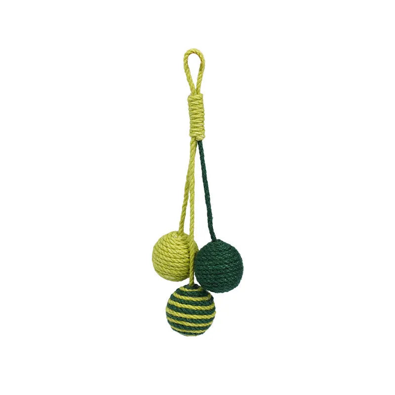 Cat toy set with teaser stick, catnip ball, and four interactive toys in blue, green, or red yellow blue colours
