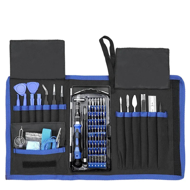 80-in-1 screwdriver set with chrome vanadium steel bits and magnetic handle in a black case