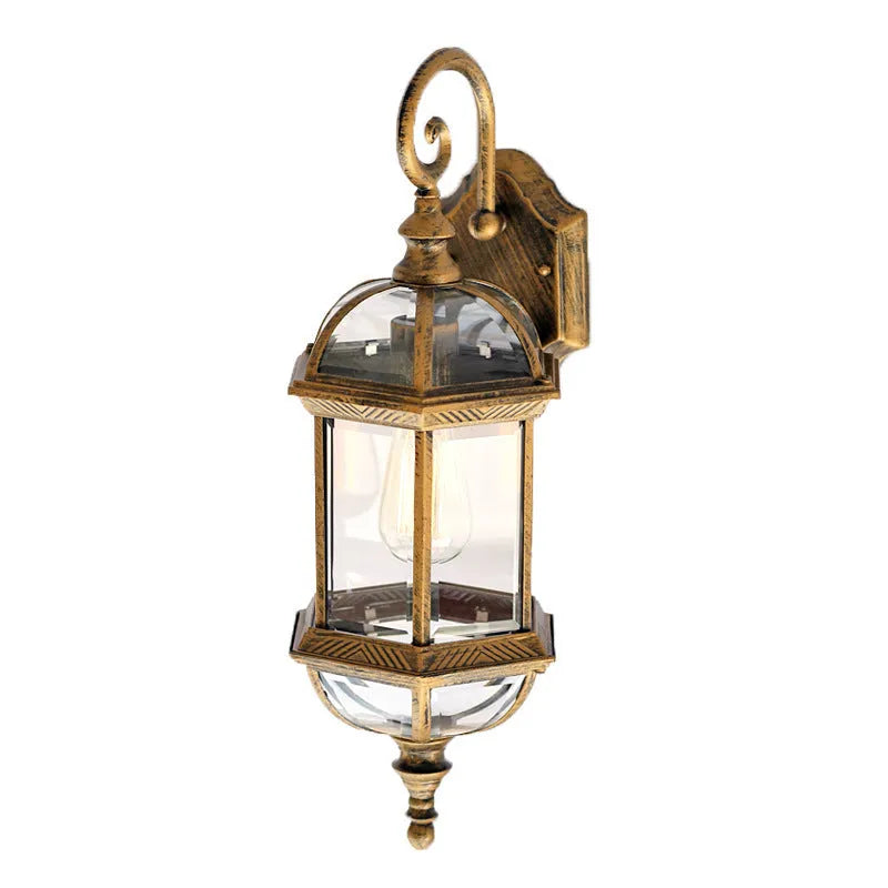 Gold and black outdoor aluminium waterproof wall lamp for courtyard decoration.