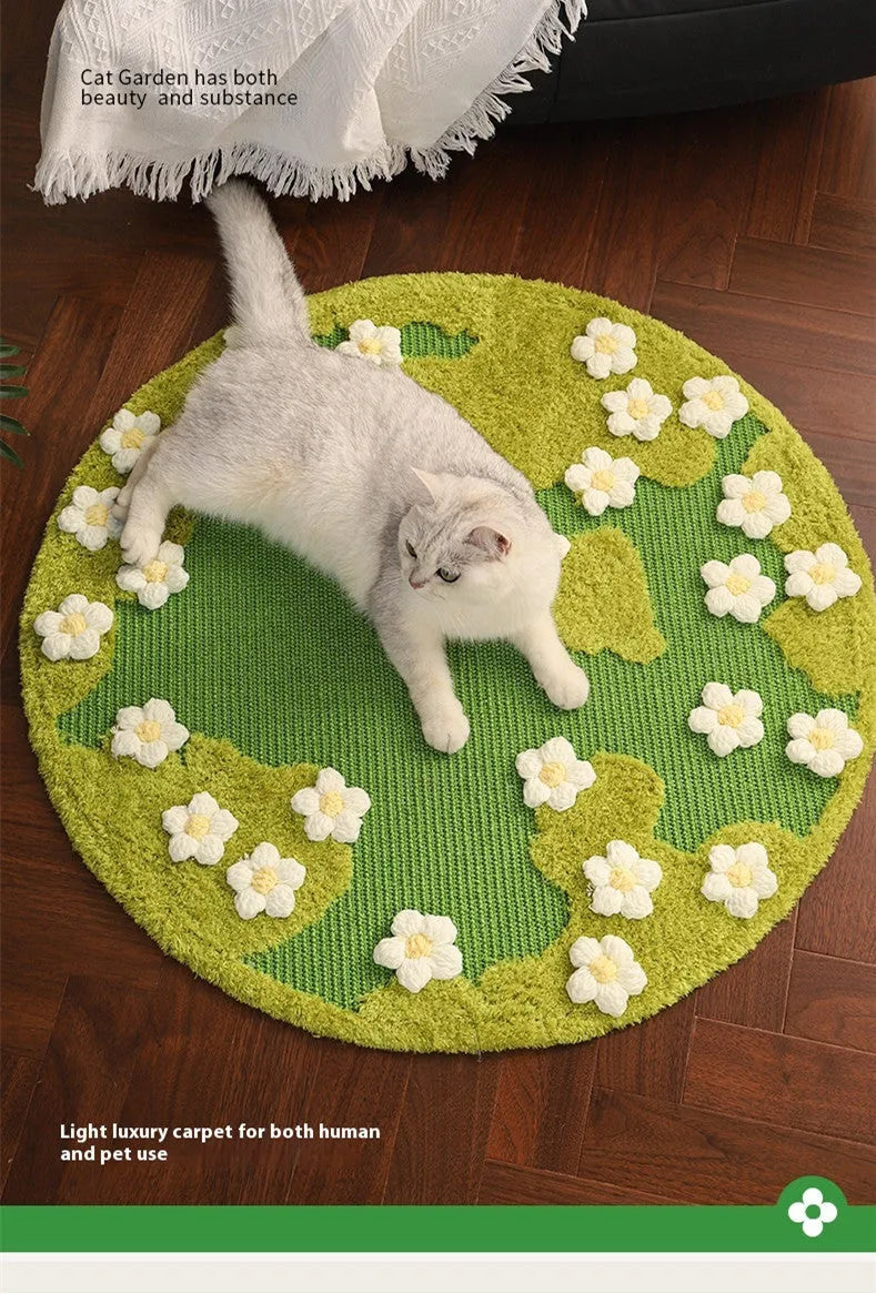 Flower sisal mat cat scratching pad 80cm diameter non-chip wear-resistant pet carpet