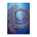 Thick textured knife painted fish vortex handmade abstract oil painting on canvas for home wall decoration