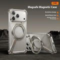 Black metal frame phone case for iPhone 17 Pro Max with invisible bracket and electroplated finish