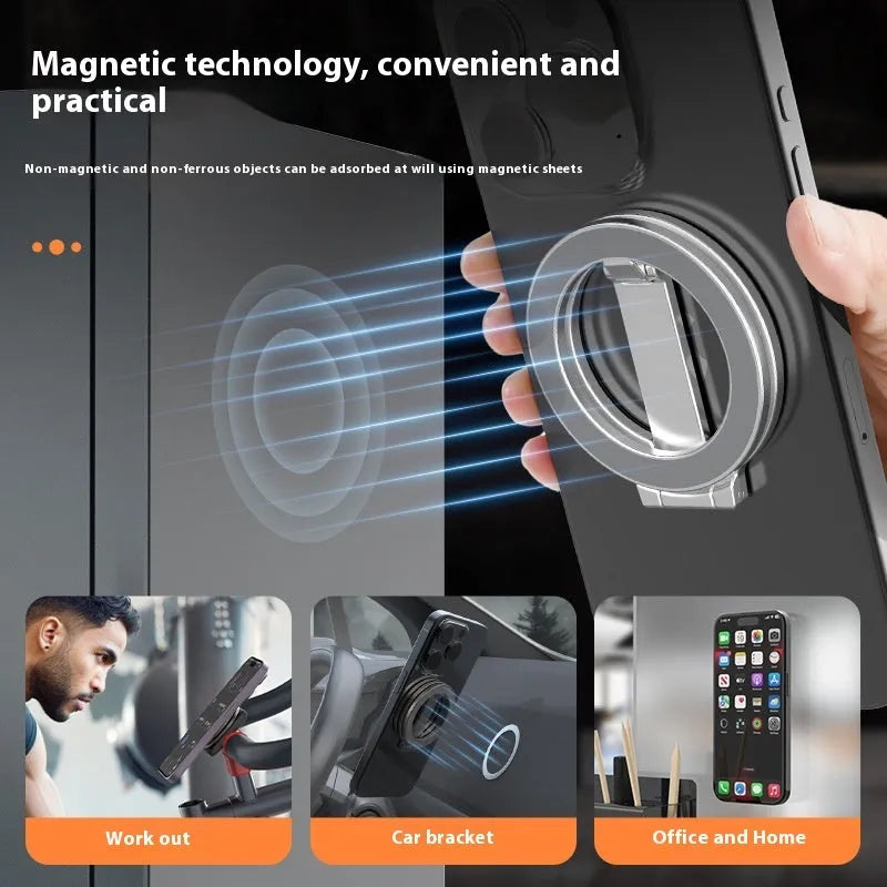 Multi-functional fastened ring desktop stand full metal bracket in black and silver colour options