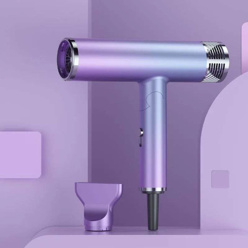 Foldable 1300W negative ion hair dryer in green, folded for compact storage