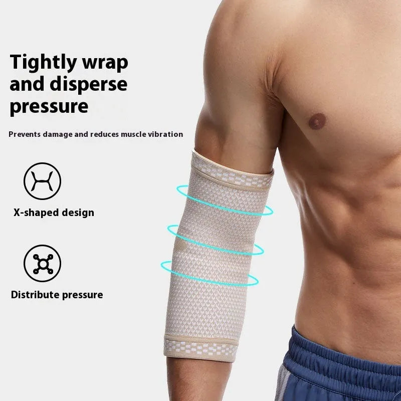 Sports elbow guard knitted nylon breathable black blue compression pad for basketball