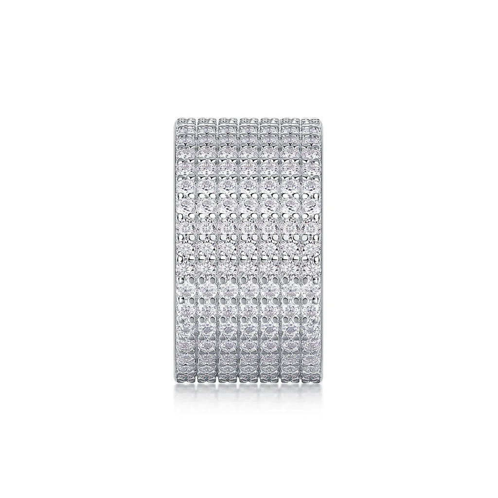 Starry River wedding ring set with moissanite stone in S925 silver with platinum plating, gift box packaging