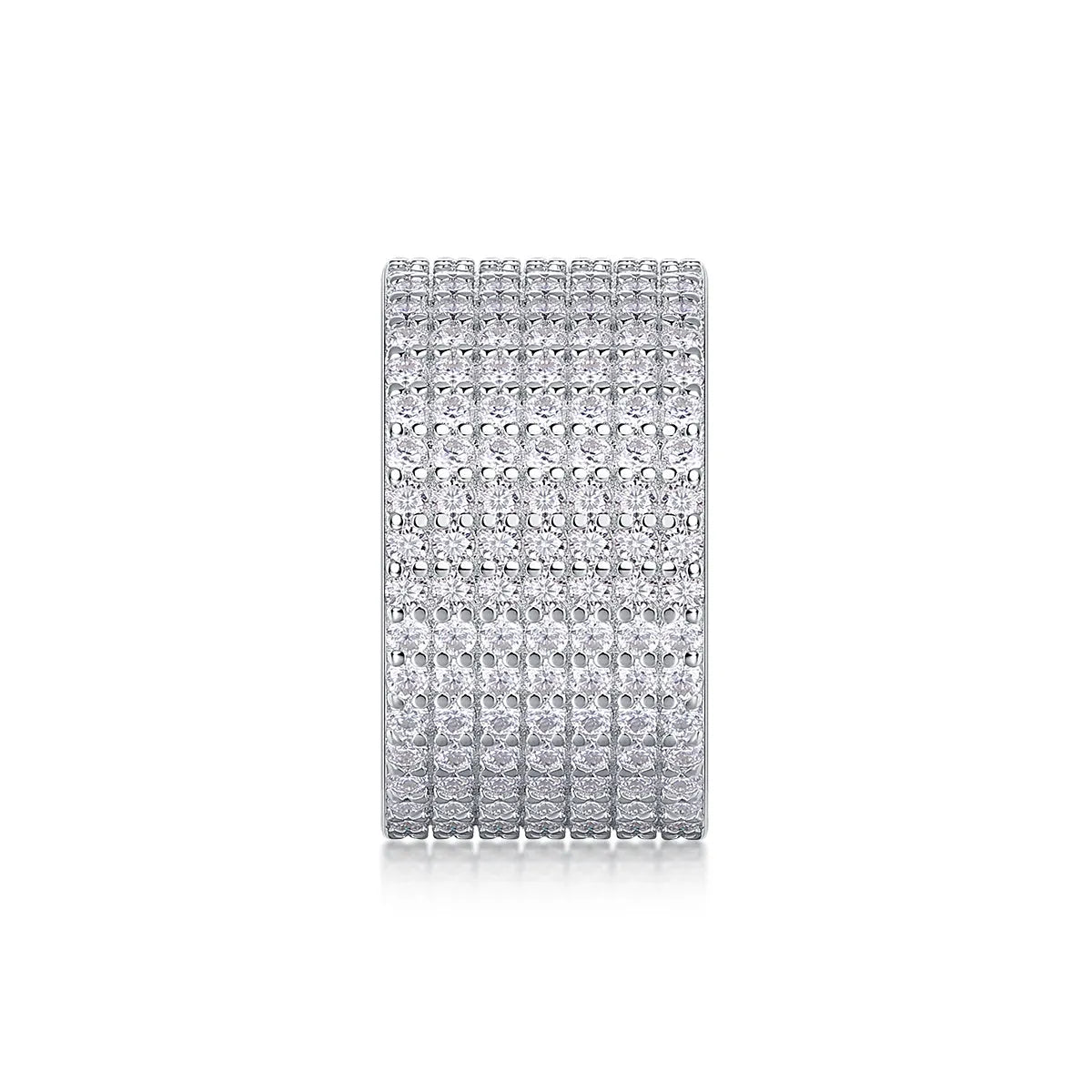 Starry River wedding ring set with moissanite stone in S925 silver with platinum plating, gift box packaging