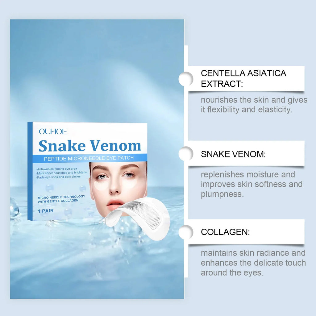 Elastic eye care patch with microneedle design for anti-wrinkle treatment, containing snow extract and sodium hyaluronate
