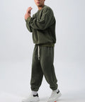 Men's polar fleece sports suit with long sleeve coat and padded trousers in double-sided shake fabric